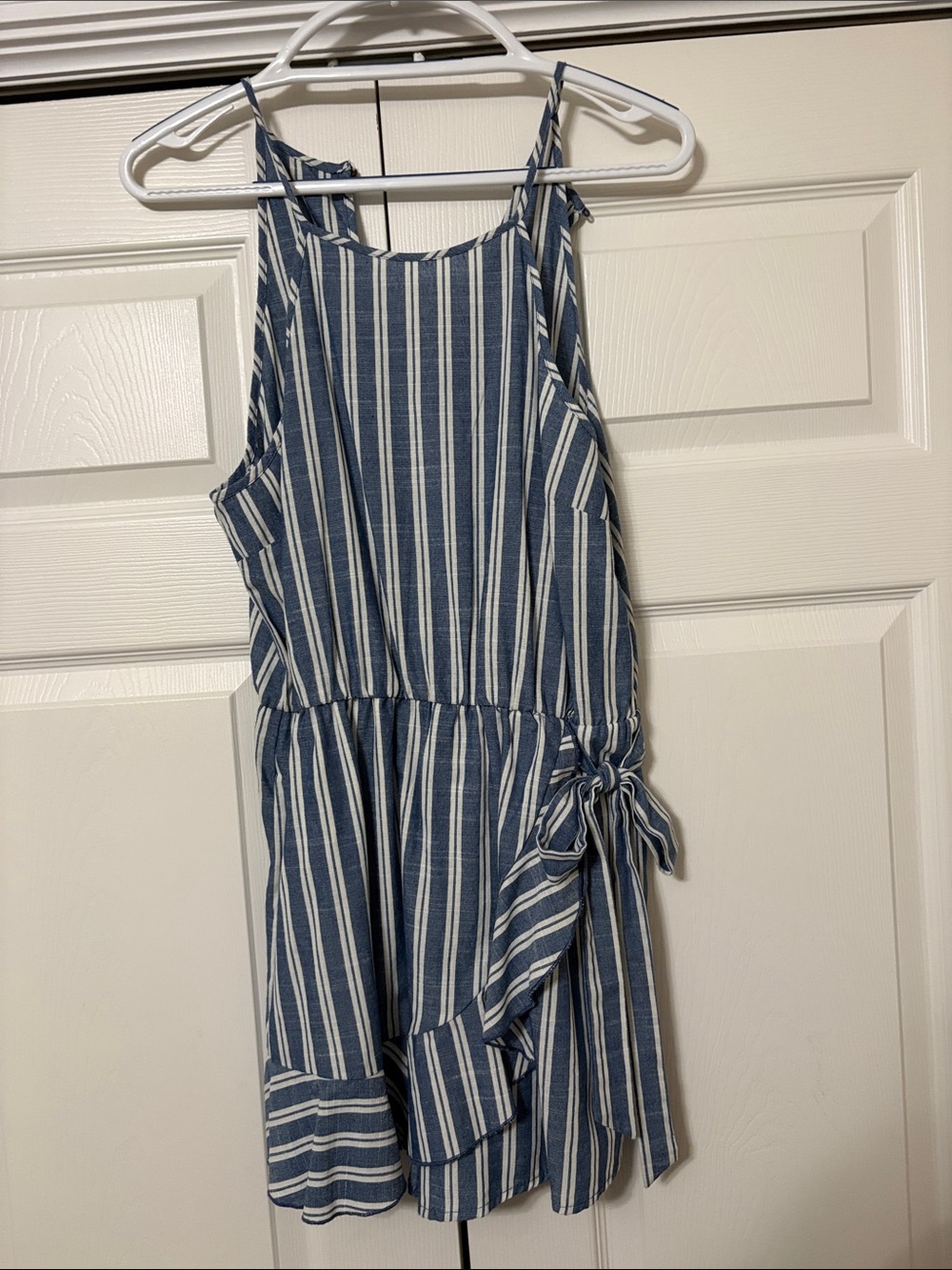Xtraordinary Blue and White Striped Sleeveless Summer Dress